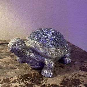 home decor silver turtle with glass designed shell